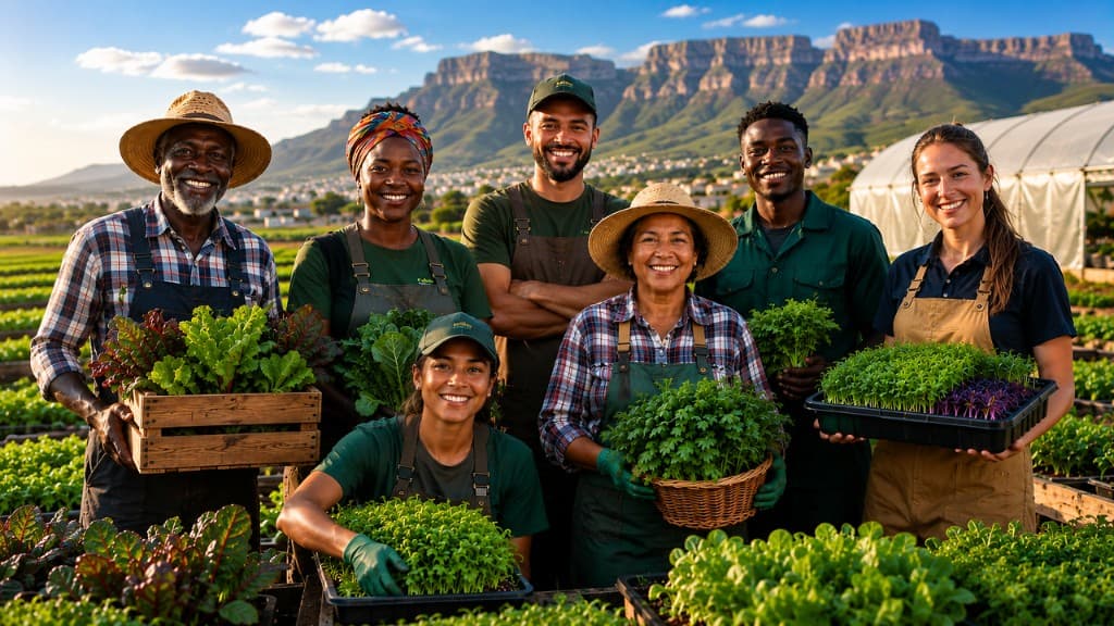 Urban farmers with fresh produce